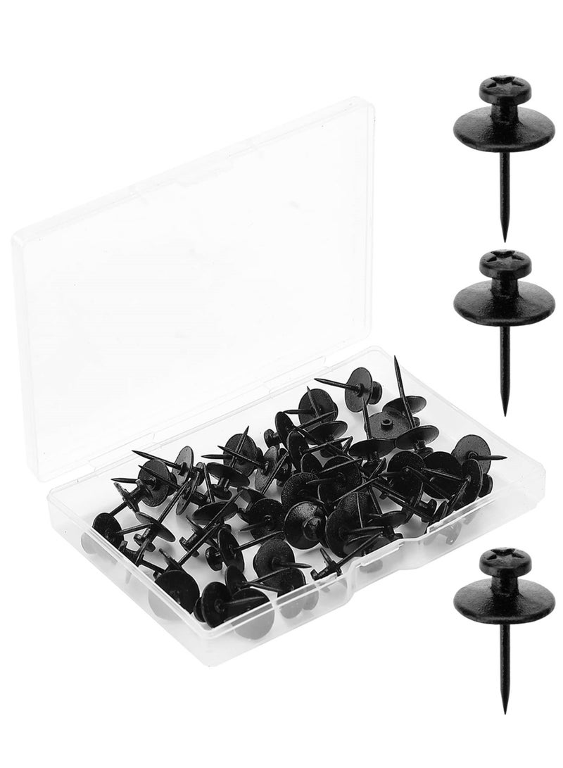 50 Pack Double-Headed Black Picture Hanging Nails, Perfect for Easy Wall Art Display and Home Decor - Image 1