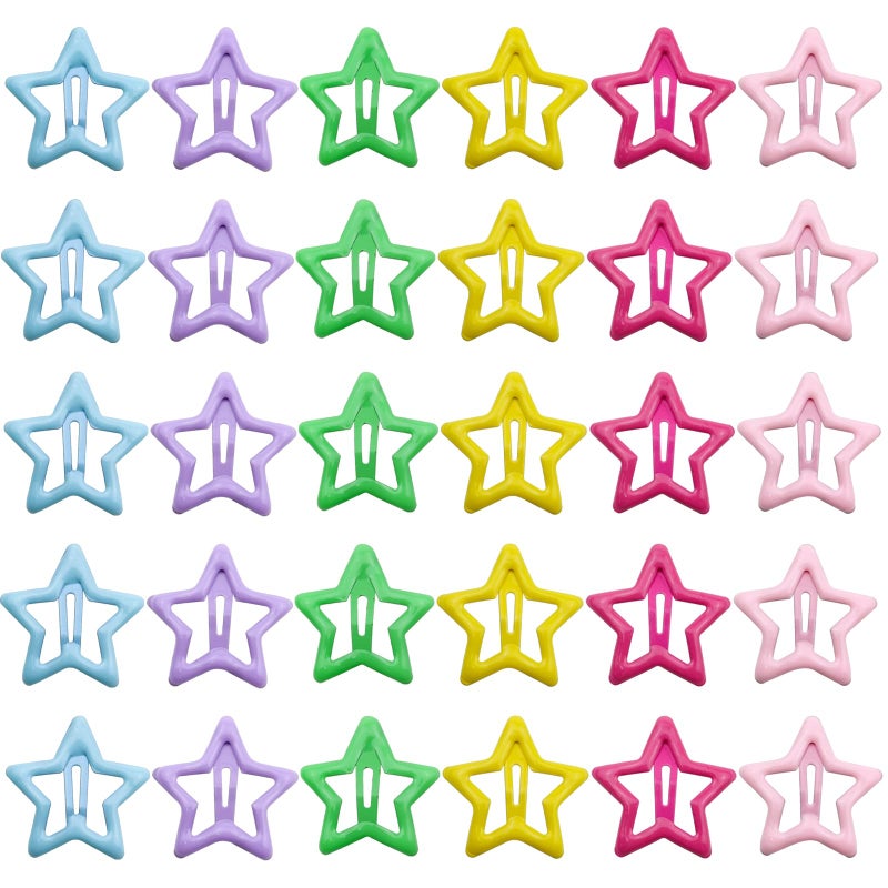 DonLeeving 30 PACK Star Snap Hair Clips Nonslip Toddlers Colorful Cute Lovely Metal Hair Barrettes Hair Accessories for Women Girls Mixed ColorStyle 2