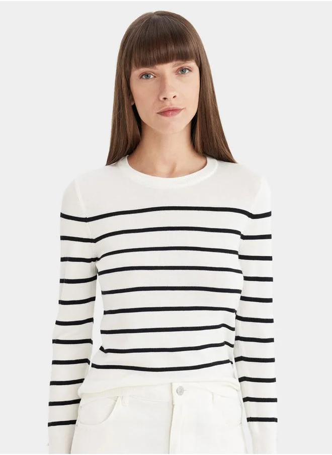 DeFacto Striped Crew Neck Regular Fit Sweater