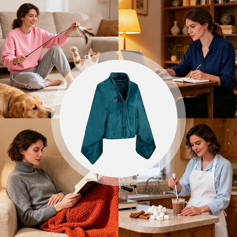 Portable Heated Shawl | Wearable Electric USB Rechargeable Warmer - Rechargeable Heated Blanket | for Room Offices School Travel Camp Picnic Outdoors Park Stadium Riding Cycling Cold Winter Fall - Image 2