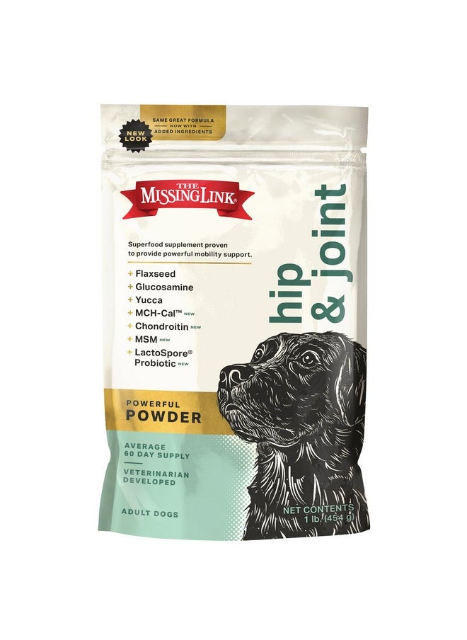 The Missing Link - Hip & Joint Probiotics Superfood Supplement Powder For Dogs  Omegas 3&6, Fiber, Glucosamine, Chondroitin, Msm, Ha  Cartilage & Bone Health, Joint Mobility & Flexibility  1Lb - Image 1