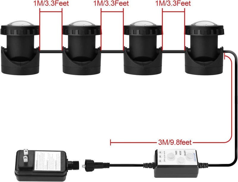 Image Pond Lights Remote Control Submersible LED Lights [Set of 4] IP68 Underwater Lights Aquarium Spotlight 48LED with Timer Landscape Lamp for Swimming Pool Fish Tank Fountain Pond Decoration - Image 2