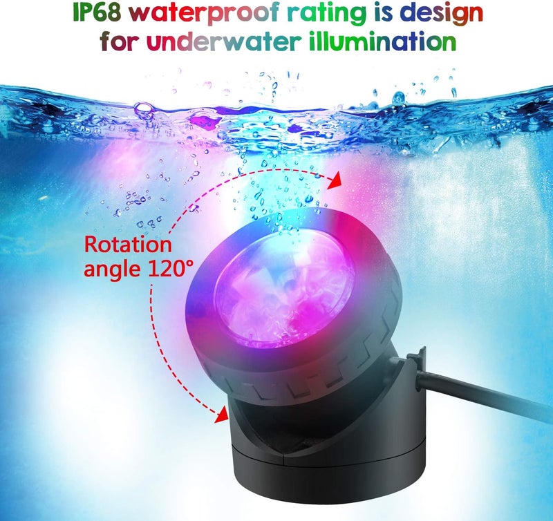 Image Pond Lights Remote Control Submersible LED Lights [Set of 4] IP68 Underwater Lights Aquarium Spotlight 48LED with Timer Landscape Lamp for Swimming Pool Fish Tank Fountain Pond Decoration - Image 5