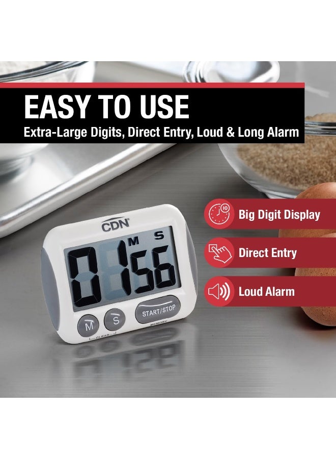 CDN CDN Extra-Big Digit Timer | Counts Up & Down, 100 Minutes by Minutes & Seconds, Extra-Large Digits, Loud Alarm, Stand, Hang, Magnet Mounting, Perfect for Batch Baking - TM15  - Image 3