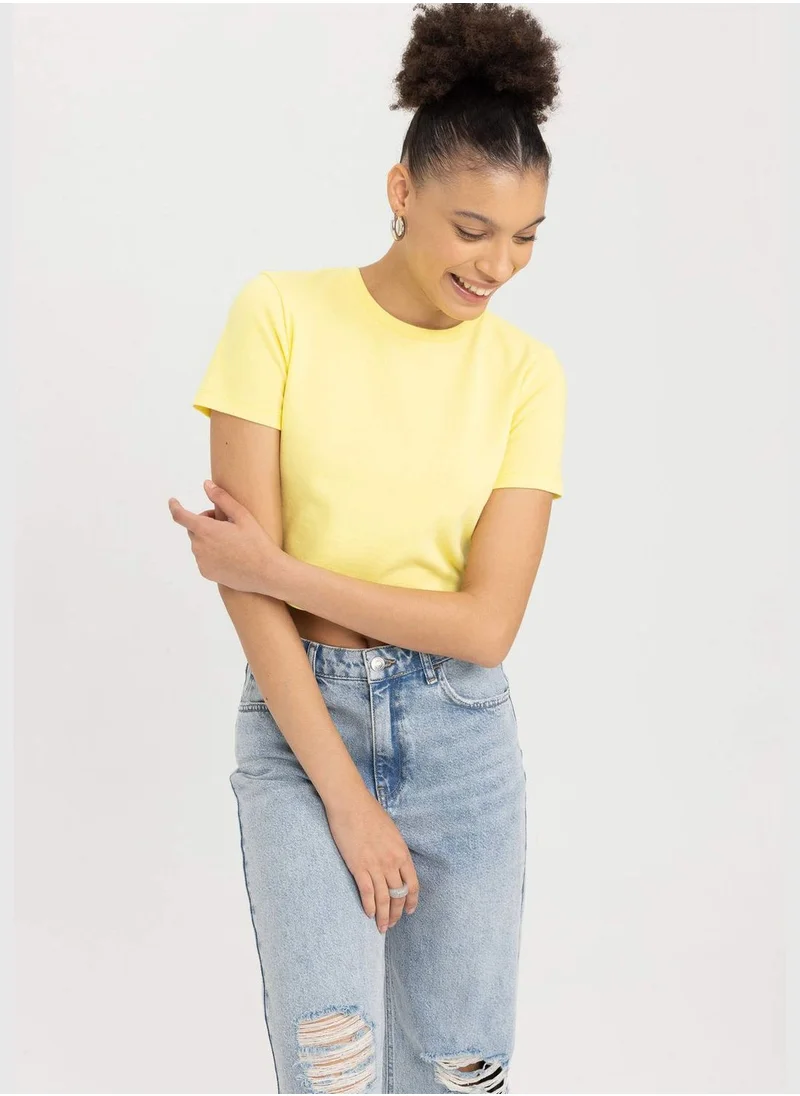 DeFacto Slim Fit Ribana Short Sleeve T-Shirt