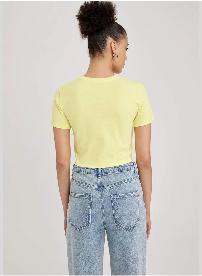 DeFacto Slim Fit Ribana Short Sleeve T-Shirt