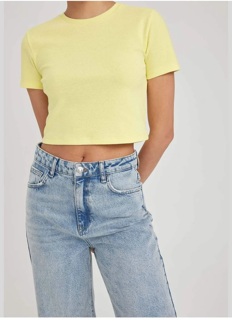 DeFacto Slim Fit Ribana Short Sleeve T-Shirt