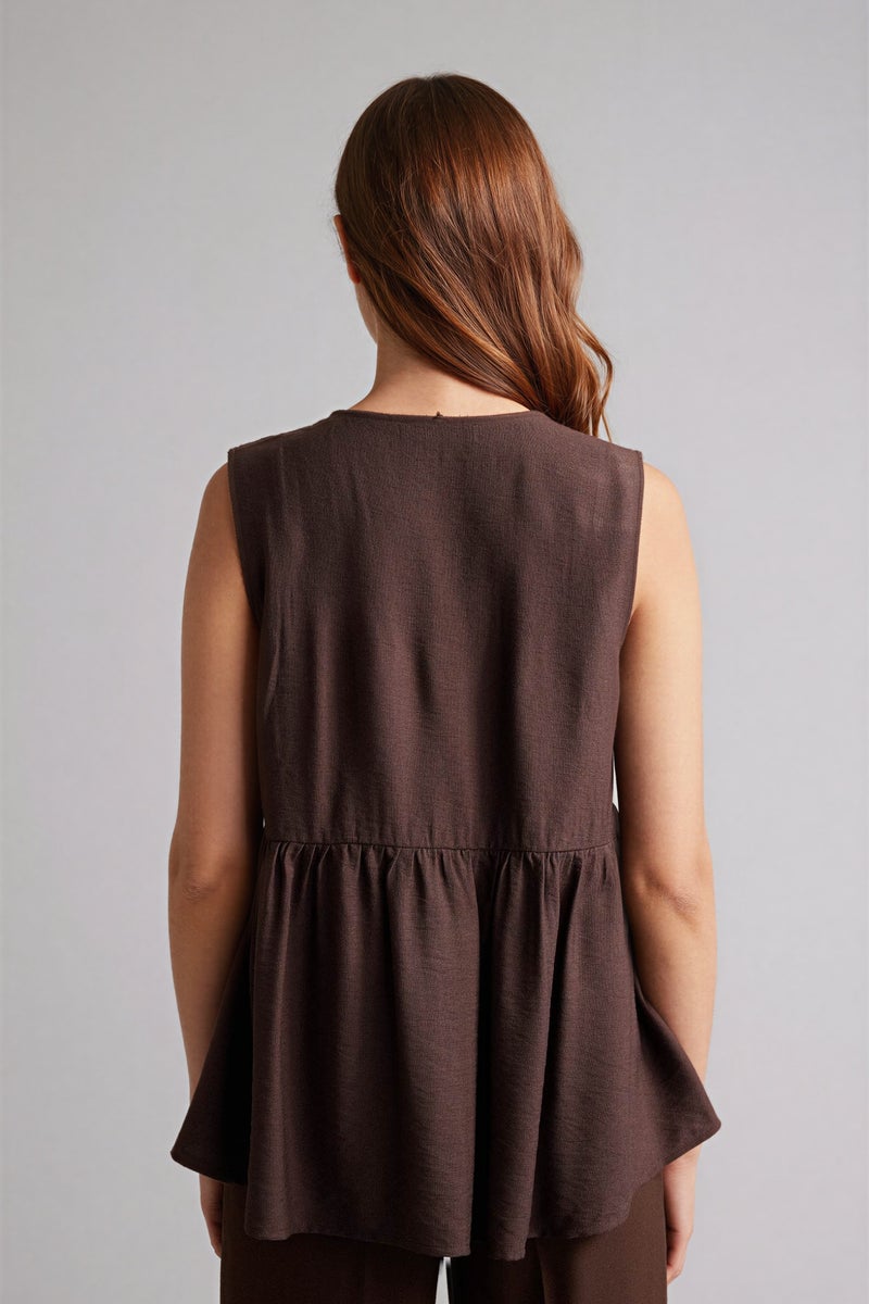 DeFacto Brown Woman Regular Fit V-Neck Vest Casual - Image 5