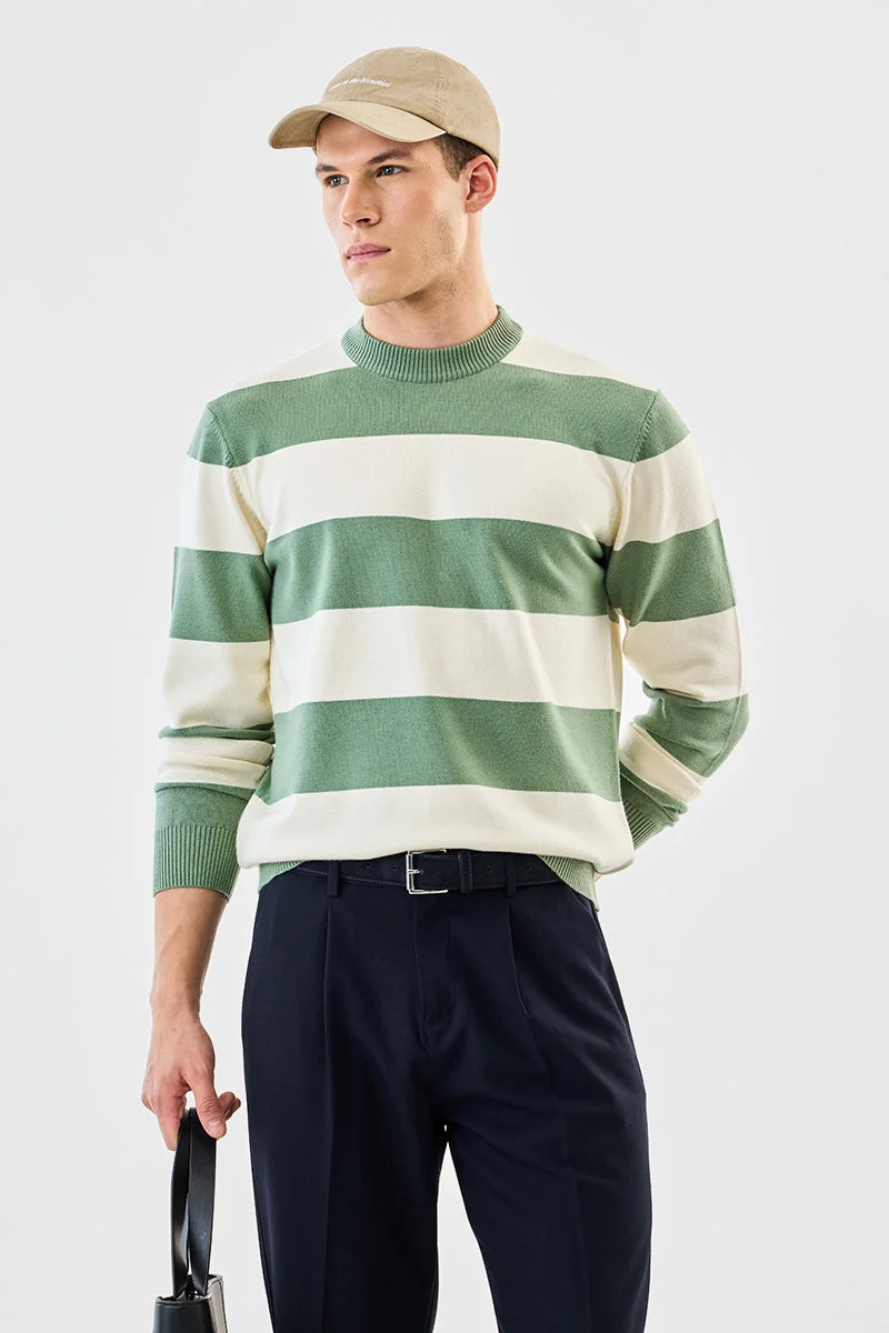 SNITCH Regular Fit Stripes Sweater