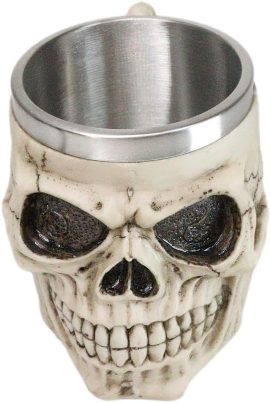 Ebros Gift Mars Roswell Alien Zorg Eerie Skull Sculptural Coffee Mug Zorg ET Skeleton Resin Drinking Cup With Stainless Steel Rim Interior Macabre Ossuary Skulls Drinkware - Image 2