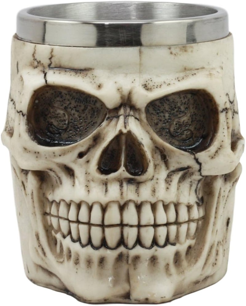 Ebros Gift Mars Roswell Alien Zorg Eerie Skull Sculptural Coffee Mug Zorg ET Skeleton Resin Drinking Cup With Stainless Steel Rim Interior Macabre Ossuary Skulls Drinkware - Image 1