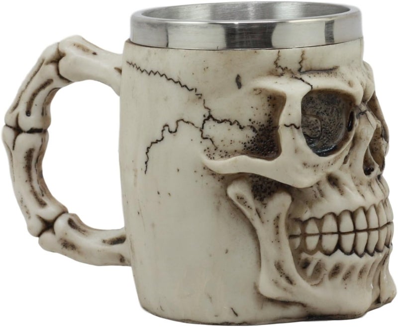 Ebros Gift Mars Roswell Alien Zorg Eerie Skull Sculptural Coffee Mug Zorg ET Skeleton Resin Drinking Cup With Stainless Steel Rim Interior Macabre Ossuary Skulls Drinkware - Image 5
