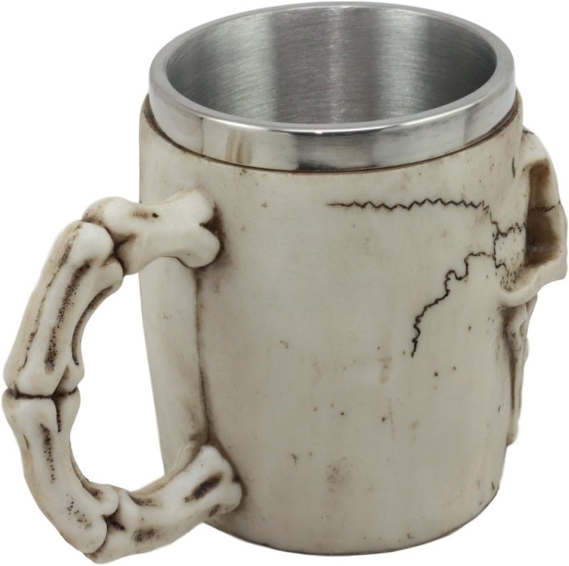 Ebros Gift Mars Roswell Alien Zorg Eerie Skull Sculptural Coffee Mug Zorg ET Skeleton Resin Drinking Cup With Stainless Steel Rim Interior Macabre Ossuary Skulls Drinkware - Image 3