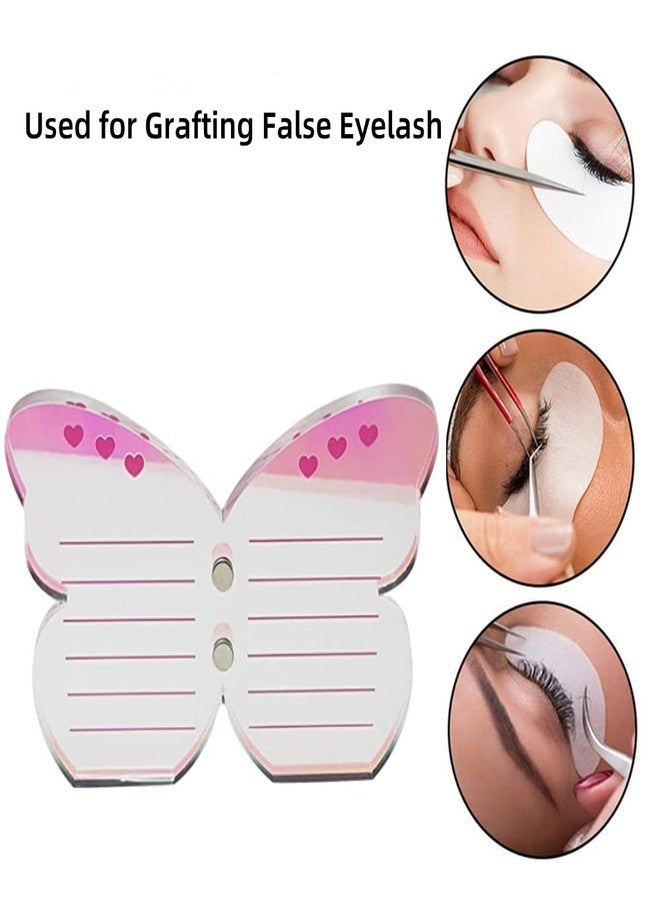LIXIMMAZN Grafting False Eyelash Acrylic Extension Pallet, Eyelash Extension Tweezers Plate Pad Makeup Palette Individual Training Tools Butterfly-shaped (Dazzling(5.9x3.9inch)) - Image 2