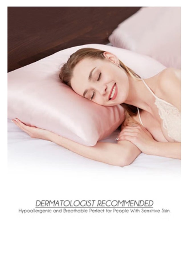 Bukela Natural Pure Mulberry Silk Pillowcase for Hair and Skin, Hypoallergenic, Highest Grade Natural Silk Pillow Case with Hidden Zipper (1pcs,Standard 48x74cm, Pink)  - Image 2