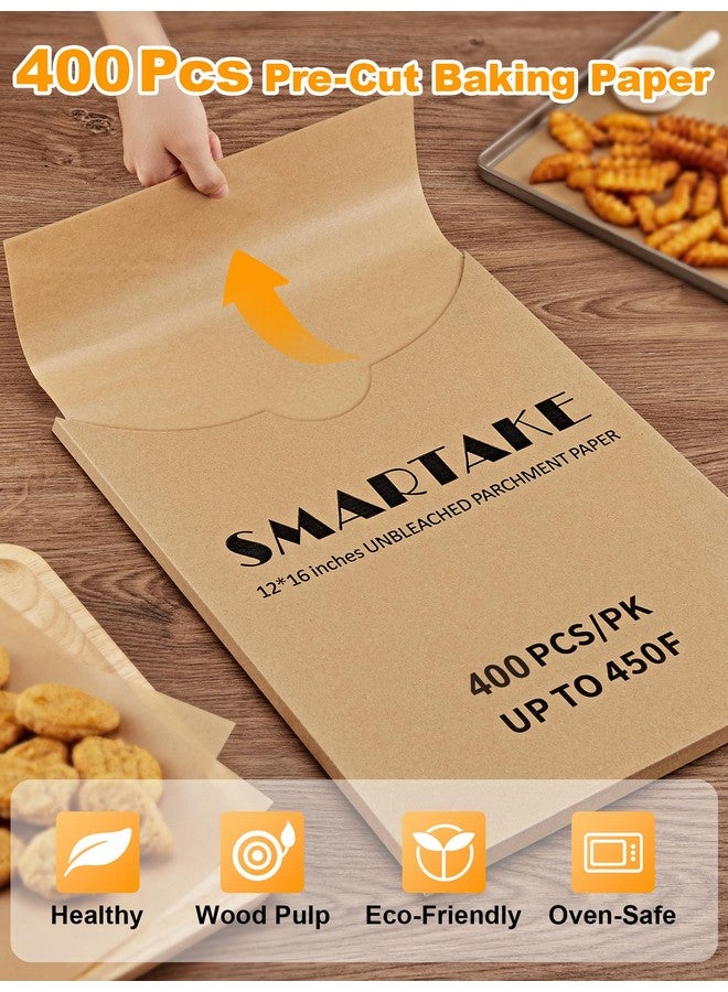 سمارت تايك سمارت تيك، 400 قطعة من ورق الخبز، 12×16 بوصة، ورق خبز غير لاصق مقطوع مسبقًا، للخبز والشواء والمقلاة الهوائية والخبز بالبخار وكعك الكوب والكوكيز والمزيد (غير مبيض) - Image 3