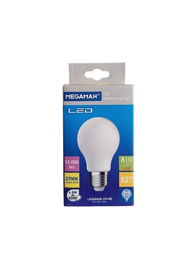 ميجامان Megaman E27 LED Classic Bulb GLS LG206068-OPv00 6.8W - A60 -360 2700K- Warm White - Image 1