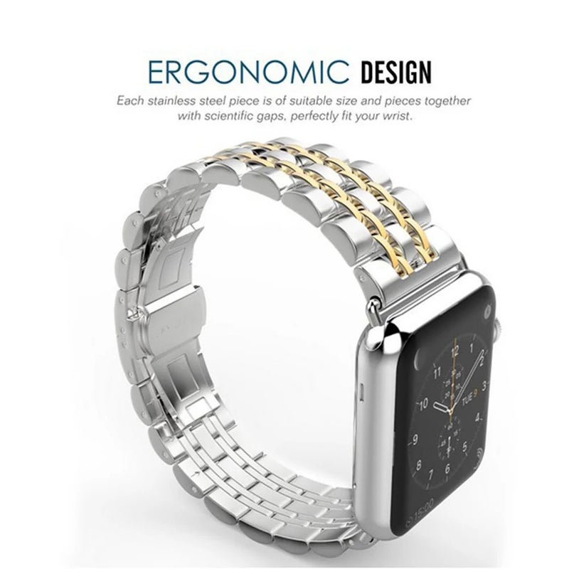 Bluejw Chungming 304 Stainless Steel Replacement Strap for Apple Watch 8/7/6/SE/5/4/3 – Compatible with 38mm 40mm 42mm 44mm Models, Metal Watch Band - Image 3
