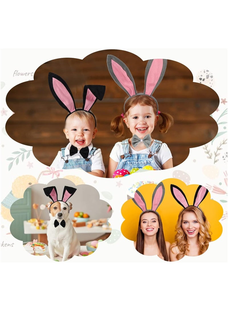 Excefore 2 Pcs Bunny Ears Headband, Rabbit Tail and Bow Tie, Cosplay Costume Party Bunny Ear Costume Set - Image 4