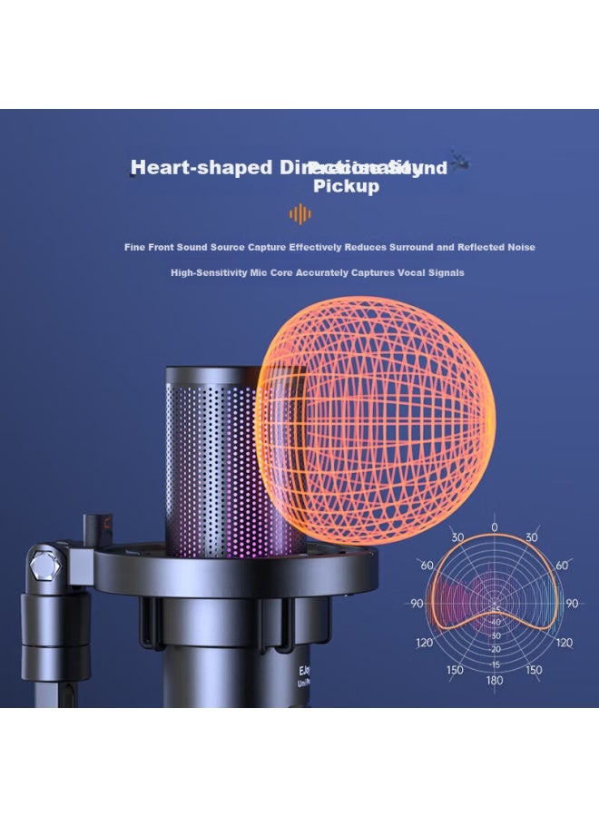 Comica Uni Professional Studio-grade Wired Rgb Colorful Desktop Heart-shaped Condenser Microphone With Boom Arm Stand White - Image 3