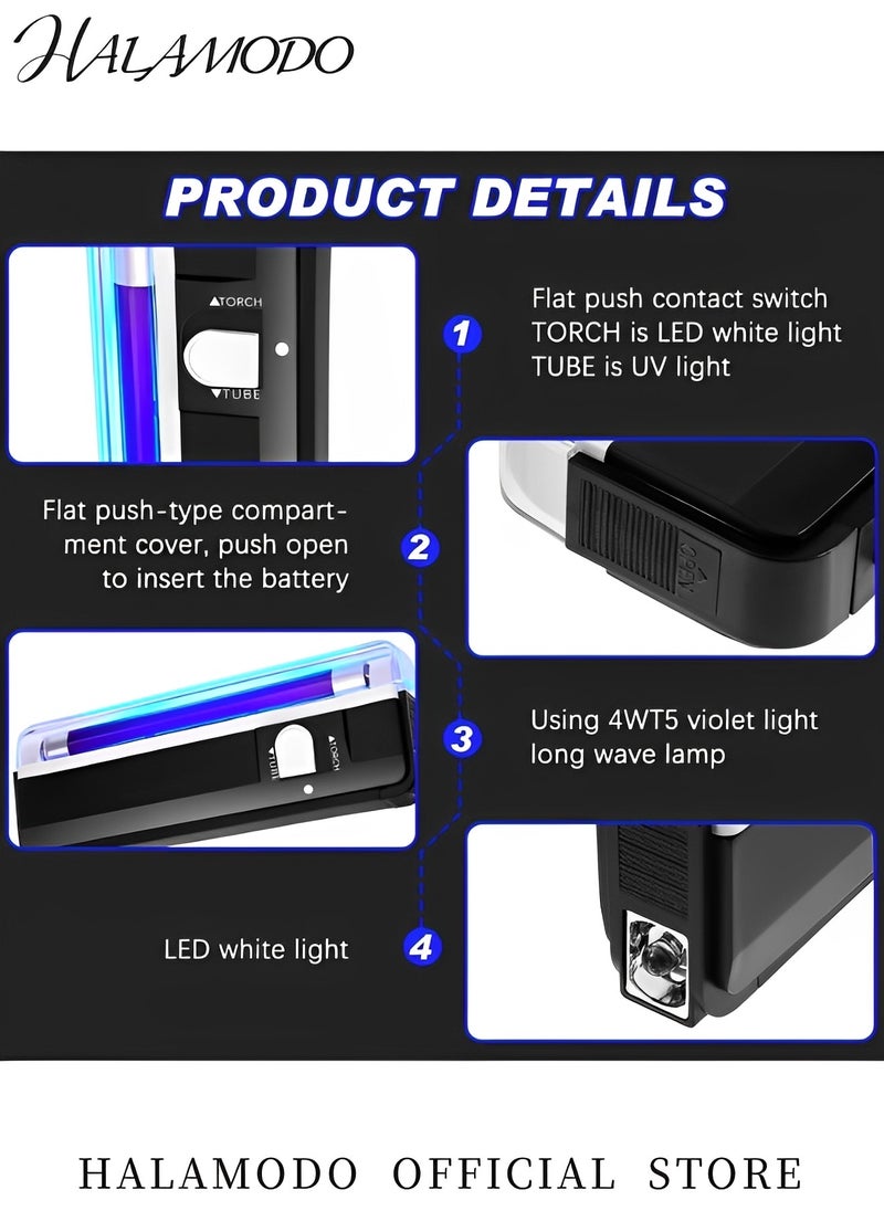 Portable Handheld UV Black Light Torch Blacklight UV Light Money Bill Detector Currency Banknote Checker Cash Detector