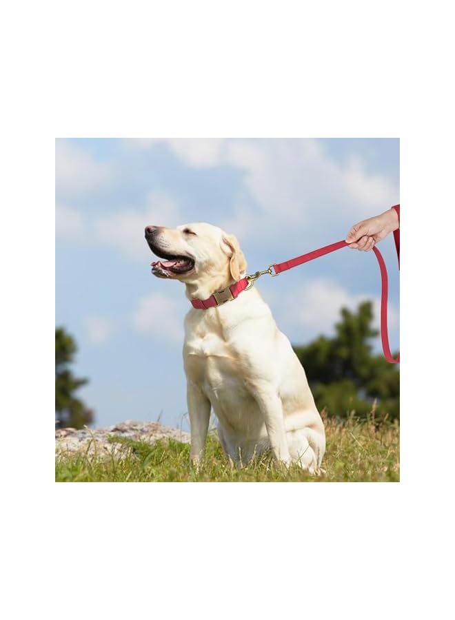 Soft Leather Dog Collar, Durable Quick Released Dog Collars with Metal Buckle, Adjustable Pet Collar Faux Leather for Large Dogs, Red, XL Fit 15-23" Neck - Image 3