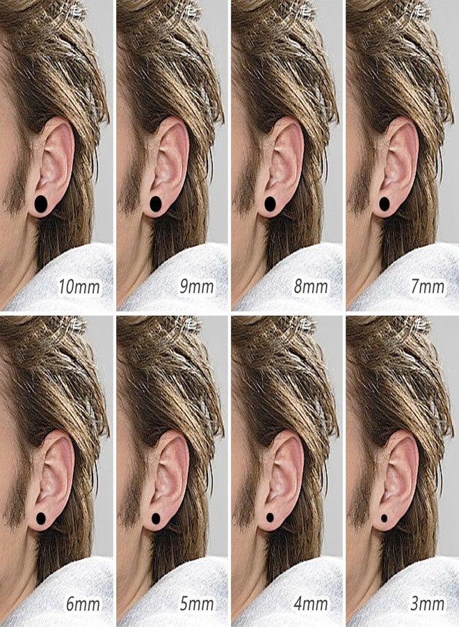 TARINI 8PcsBlack Stud Earrings, Black Earrings, Black Stud Earrings, Mens Earrings, Barbell Dumbbell Stud Earrings - Round Ear Cuffs for Men & Women, Classic Gym-Inspired Ear Accessories - Image 5