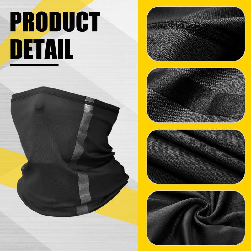 Hard Hat Sun Shade: 2 Pack Reflective Black Gray Mesh Neck Protection - Cool Silk Neck Gaiter & UV Arm Sleeves, Breathable High-Visibility Gear for Outdoor Construction Workers, Gardeners & Cyclists - Image 3