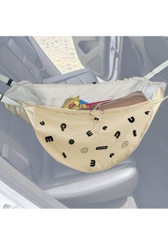 SYOSI Car Back Seat Organizer - 2PC Hanging Backseat Storage Bag Waterproof, Collapsible Storage Bag for Kids, Tools, Picnic - Convenient Travel Accessories - Light Brown with Black Lettering  - Image 1