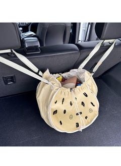 SYOSI Car Back Seat Organizer - 2PC Hanging Backseat Storage Bag Waterproof, Collapsible Storage Bag for Kids, Tools, Picnic - Convenient Travel Accessories - Light Brown with Black Lettering  - Image 4