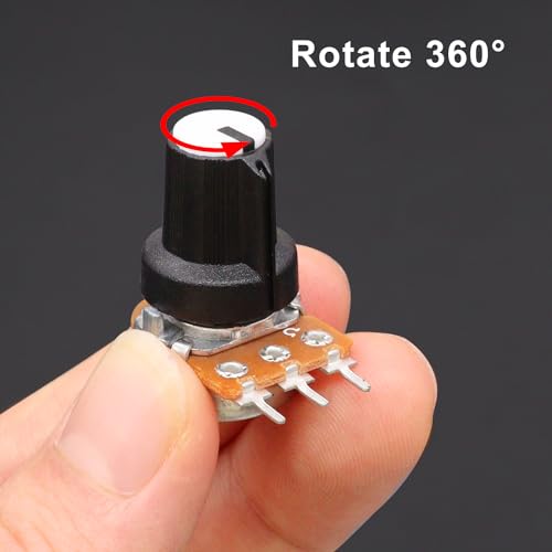 Taiss 200PCS Potentiometer Kit with Rotary knobs,WH148 B1K 5K 10K 20K 50K 100K 250K 500K 1M ohm potentiometers Single Linear Taper Rotary Audio B Type Potentiometer Assortment and Nuts, Washers - Image 4