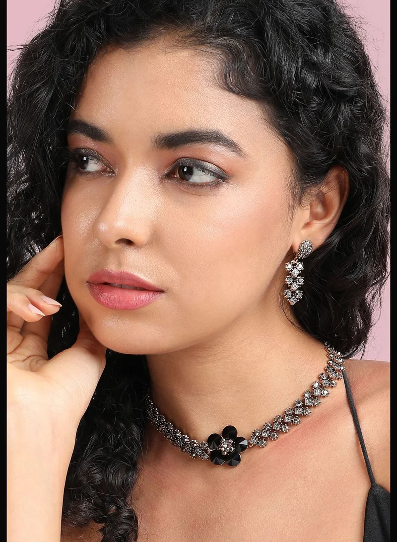 SOHI Gold Plated Designer Stone Party Wear Necklace and Earring Set For Women