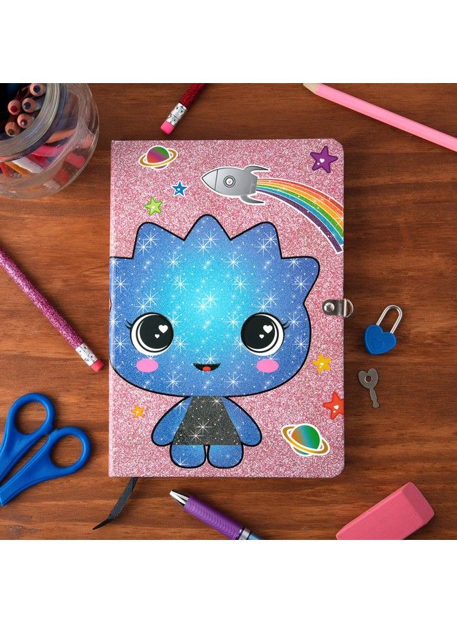 Seven20 Diary For Kids With Lock And Key 160 Pages Sparkly Cute Alien Space Design Hardcover Journal Notebook For Girls And Boys Great Gift For Kids - Image 4