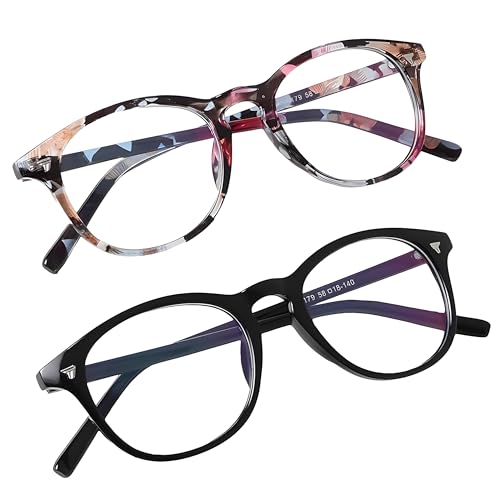 mashamart® Blue Light Blocking Glasses, Pack of 2, Anti-Reflective Lens, Anti-Scratch, for Reading, Black & White (Black & Multi) - Image 2