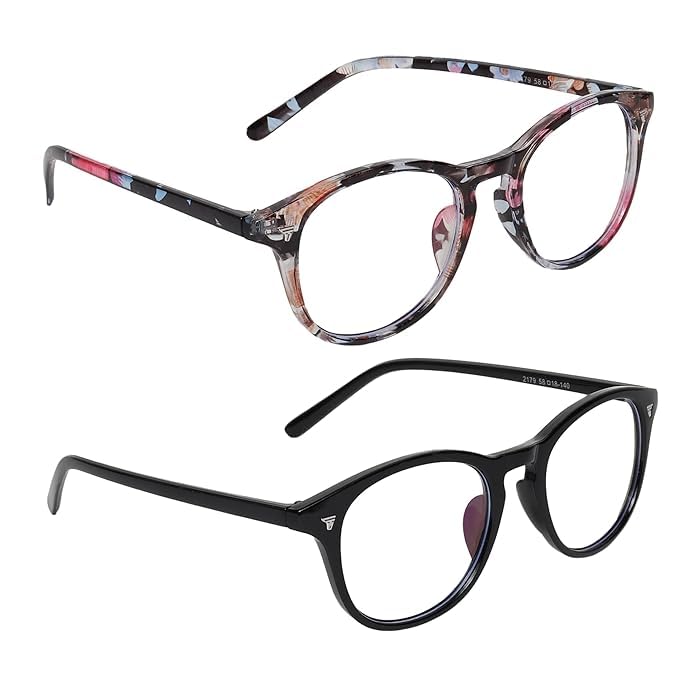 mashamart® Blue Light Blocking Glasses, Pack of 2, Anti-Reflective Lens, Anti-Scratch, for Reading, Black & White (Black & Multi) - Image 3