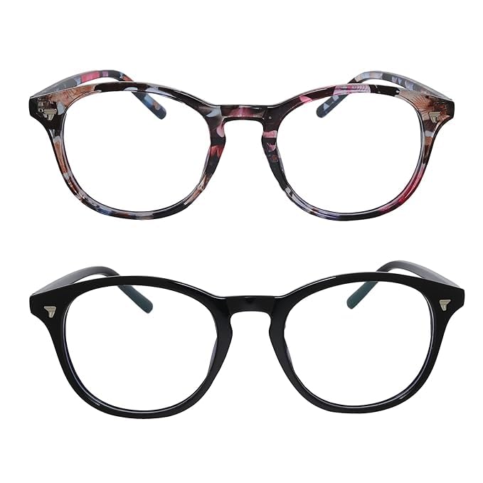 mashamart® Blue Light Blocking Glasses, Pack of 2, Anti-Reflective Lens, Anti-Scratch, for Reading, Black & White (Black & Multi) - Image 5