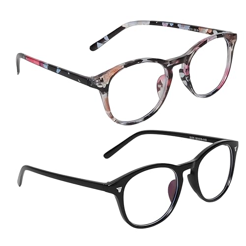 mashamart® Blue Light Blocking Glasses, Pack of 2, Anti-Reflective Lens, Anti-Scratch, for Reading, Black & White (Black & Multi) - Image 1