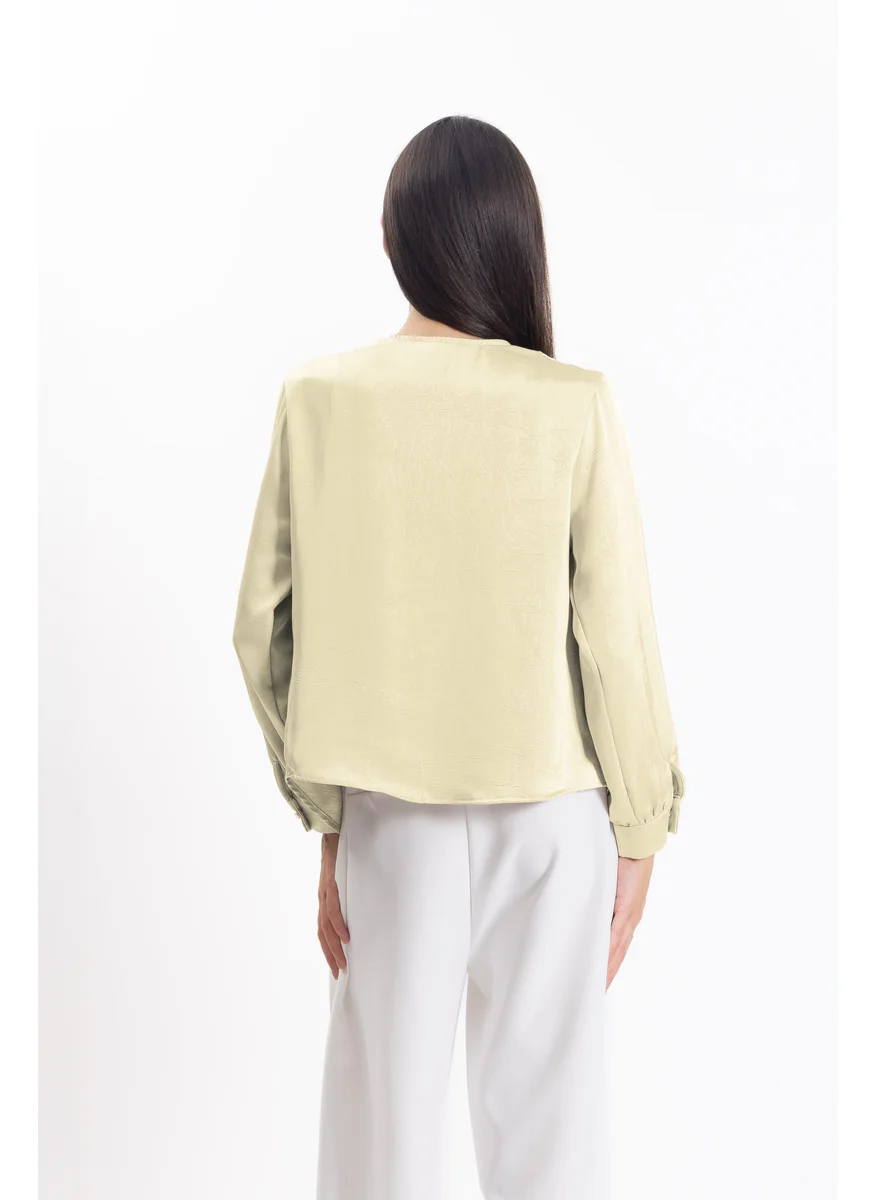 SHAPES FRONT TIE SATIN TOP
