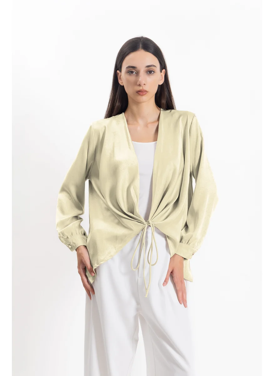 SHAPES FRONT TIE SATIN TOP