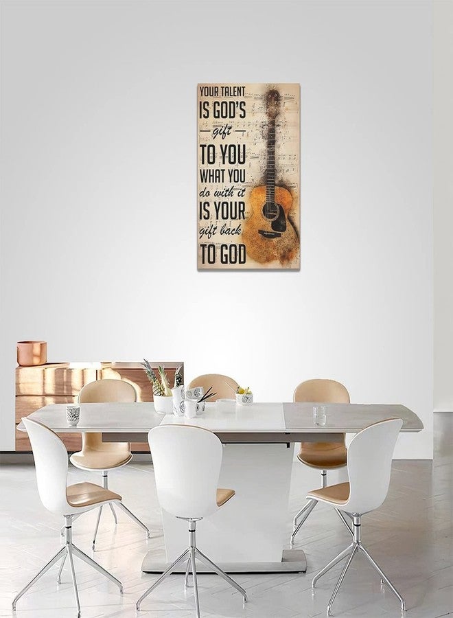 Tourrest Vintage Guitar Wall Art - Music Notes, Quotes Canvas Painting, Retro Decor, Framed Artwork for Bedroom, Dormitory - 12"x16" - Image 4