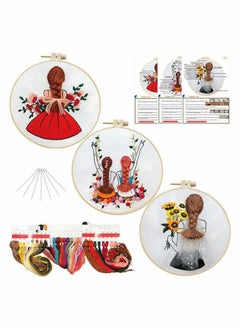 Excefore Embroidery Starter Kits for Adults Beginners with Stamped Pattern, Pack Include Embroidery Floss and Stamped fabric and Needles and Bamboo Hoop, Scissors  - Image 1