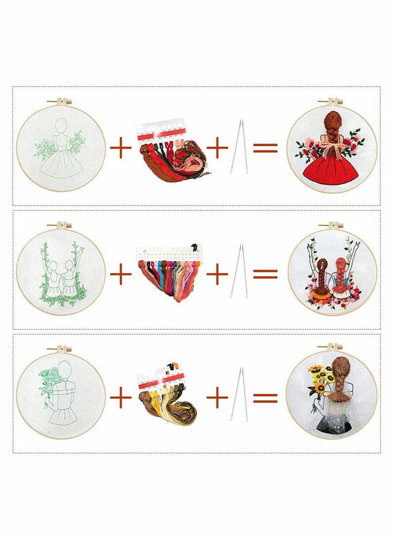 Excefore - Embroidery Starter Kits for Adults Beginners with Stamped Pattern, Pack Include Embroidery Floss and Stamped fabric and Needles and Bamboo Hoop, Scissors - Image 1