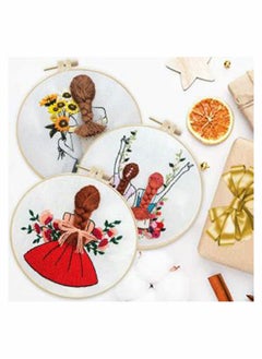 Excefore Embroidery Starter Kits for Adults Beginners with Stamped Pattern, Pack Include Embroidery Floss and Stamped fabric and Needles and Bamboo Hoop, Scissors  - Image 4