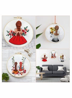 Excefore Embroidery Starter Kits for Adults Beginners with Stamped Pattern, Pack Include Embroidery Floss and Stamped fabric and Needles and Bamboo Hoop, Scissors  - Image 3