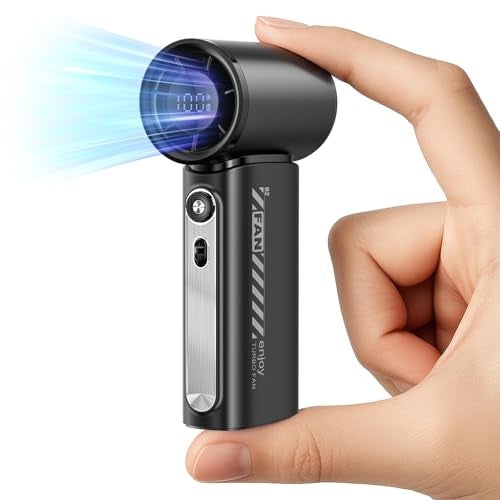 Koonie 19000 RPM High Speed Portable Handheld Fan,100 Speeds Mini Turbo Fan, 3600mAh, 12H Max Cooling Time, Digital Display, 5" Height, Rechargeable Hand Fan for Outdoor Indoor Black - Image 1