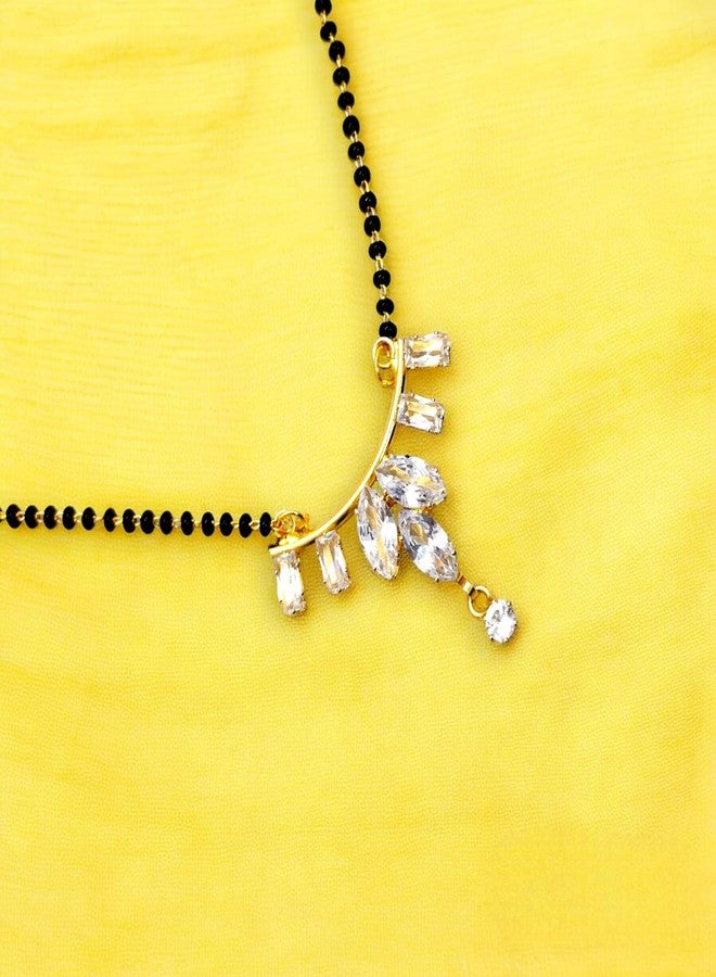 Elleva Small Mangalsutra Tanmaniya Necklace for Women Stylish Traditional Necklace set for Wedding | Black Beads Mangalsutra Combo set 3, Gold (Pack of 1) (Combo-05) - Image 2