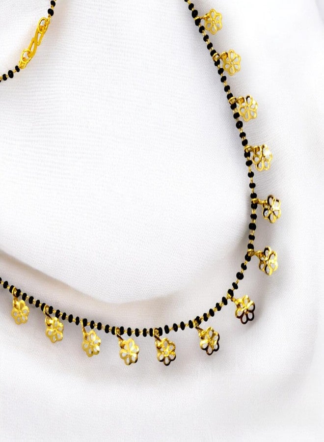 Elleva Small Mangalsutra Tanmaniya Necklace for Women Stylish Traditional Necklace set for Wedding | Black Beads Mangalsutra Combo set 3, Gold (Pack of 1) (Combo-05) - Image 4