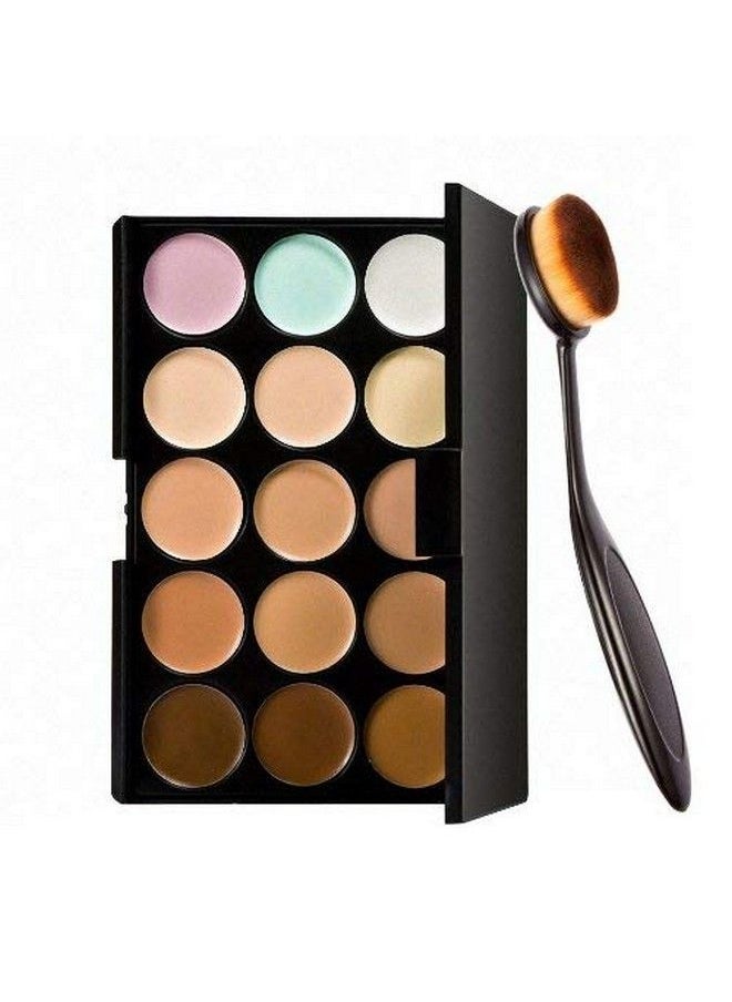 ClubComfort � 15 Colors Contour Face Cream Makeup Concealer Palette 15 Gm + Make Up Brush  - Image 2