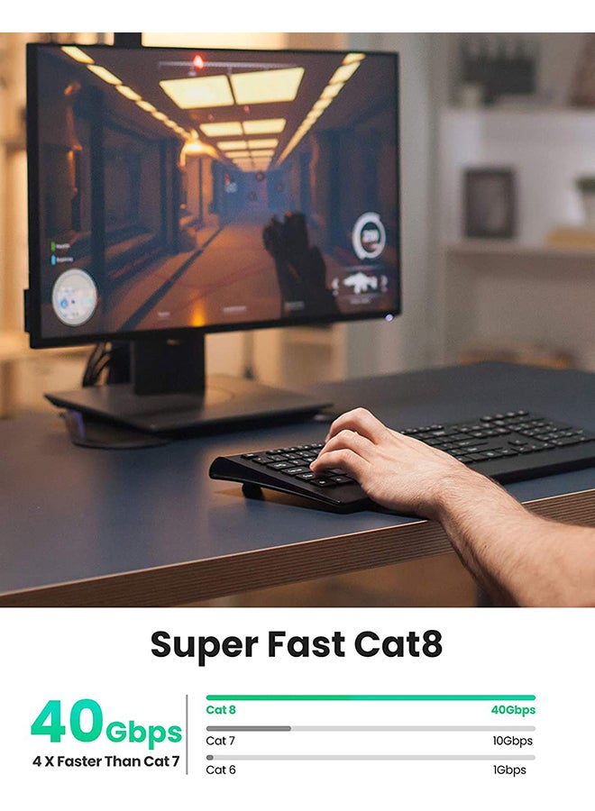 Ugreen Ethernet Cable Flat CAT 8 40Gbps 2000MHz PoE LAN RJ45 Cord Gigabit Internet Network Wire Compatible with Xbox One PS4/5 Router Modem TV Raspberry Hub -3M - Image 2