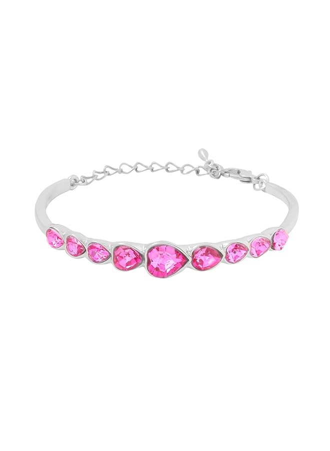 YELLOW CHIMES Women'S Bella Beauty Copper Crystal Heart Charm Bracelet - Image 1